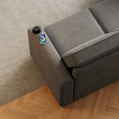 Modern L-Shaped Pull-Out Sofa Bed with Reversible Chaise, Storage, USB Charging and Cup Holders for Living Room