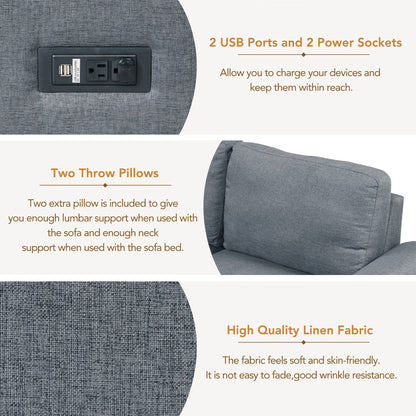 Modern L Shaped Velvet Couch Sleeper, Corner Sectional Sofa Bed with Storage Ottoman & Hidden Arm Storage & USB Charge