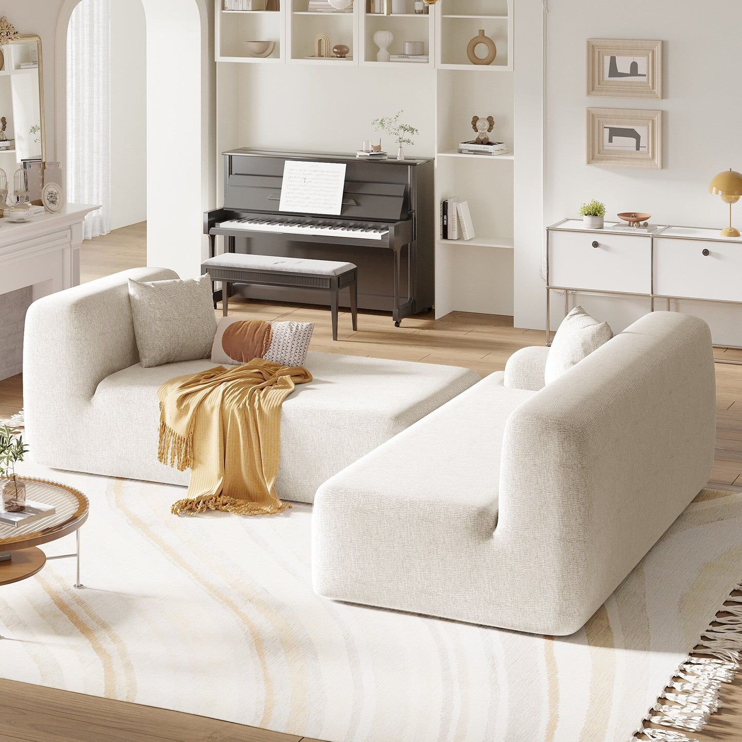 Modern Large L-Shaped Sectional Sofa 2 Piece Free Combination Sofa with Deep Seating for Living Room Salon