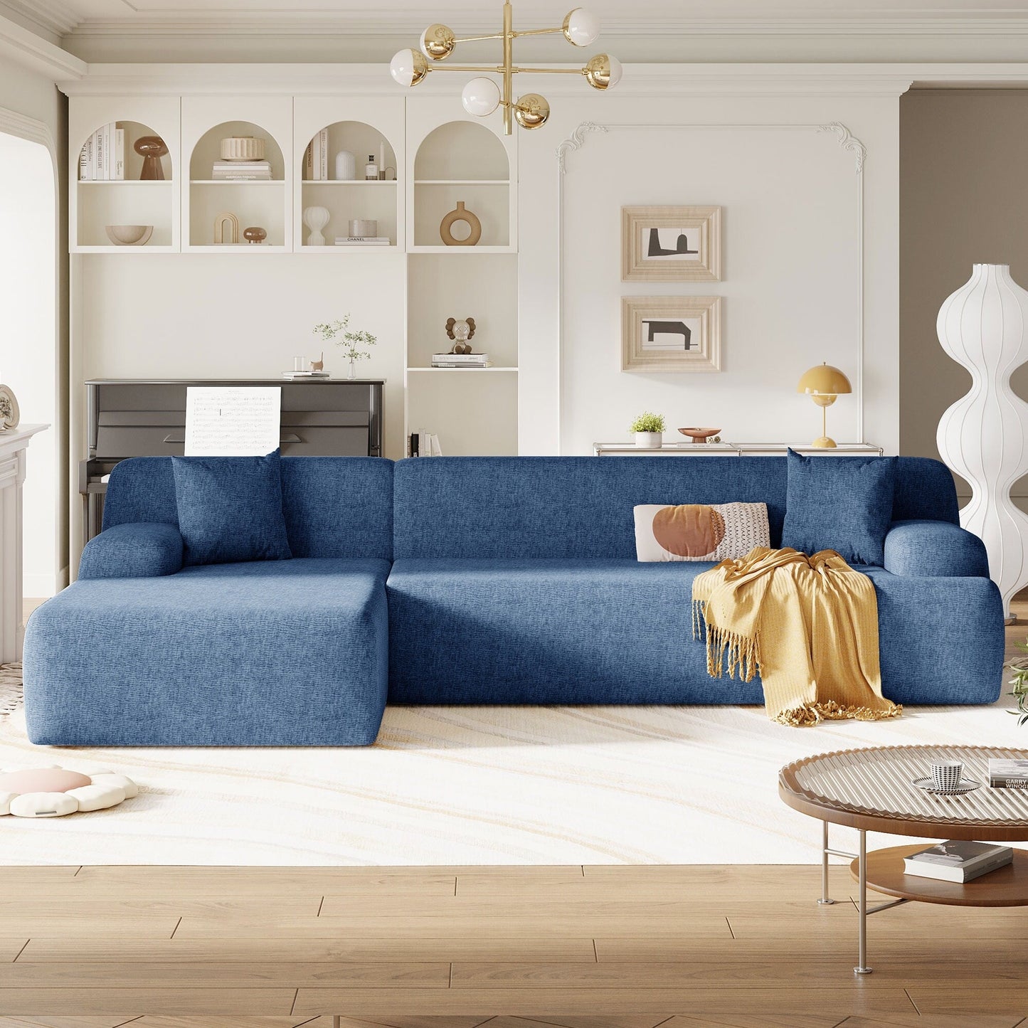Modern Large L-Shaped Sectional Sofa 2 Piece Free Combination Sofa with Deep Seating for Living Room Salon