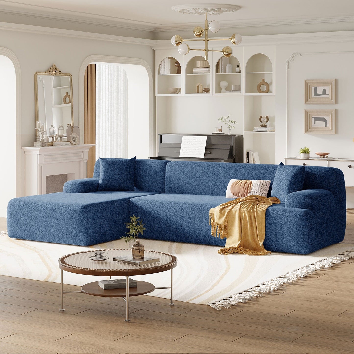 Modern Large L-Shaped Sectional Sofa 2 Piece Free Combination Sofa with Deep Seating for Living Room Salon