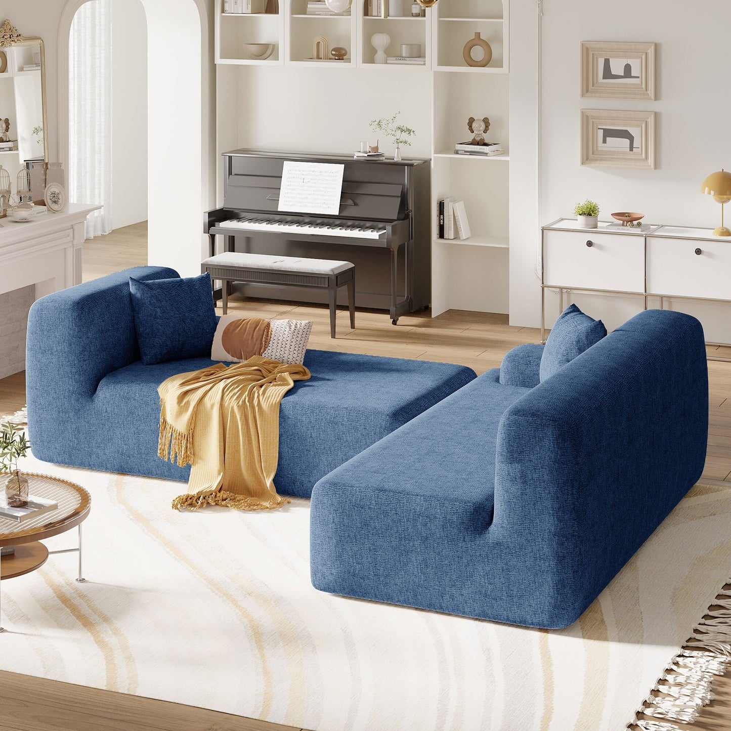 Modern Large L-Shaped Sectional Sofa 2 Piece Free Combination Sofa with Deep Seating for Living Room Salon