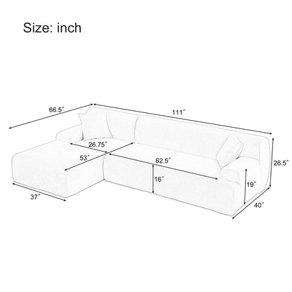 Modern Large L-Shaped Sectional Sofa 2 Piece Free Combination Sofa with Deep Seating for Living Room Salon