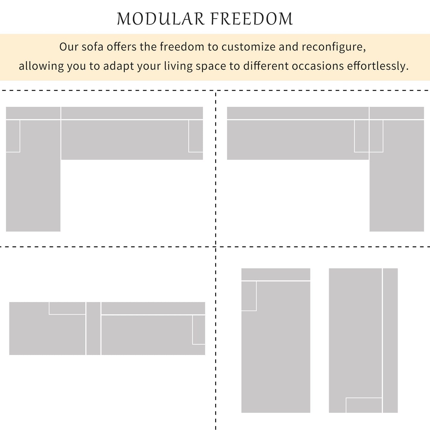Modern Large L-Shaped Sectional Sofa 2 Piece Free Combination Sofa with Deep Seating for Living Room Salon