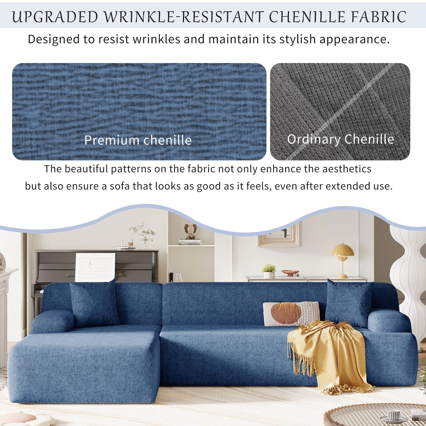 Modern Large L-Shaped Sectional Sofa 2 Piece Free Combination Sofa with Deep Seating for Living Room Salon