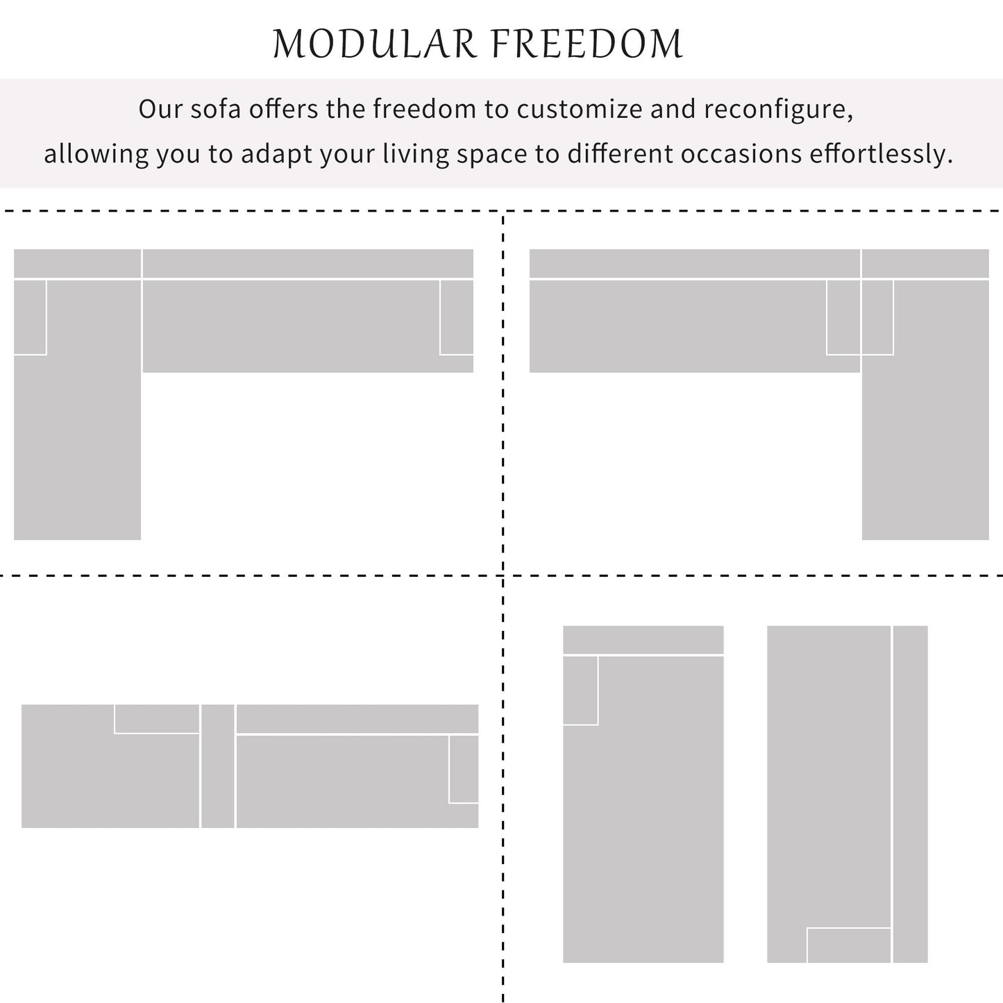 Modern Large L-Shaped Sectional Sofa 2 Piece Free Combination Sofa with Deep Seating for Living Room Salon