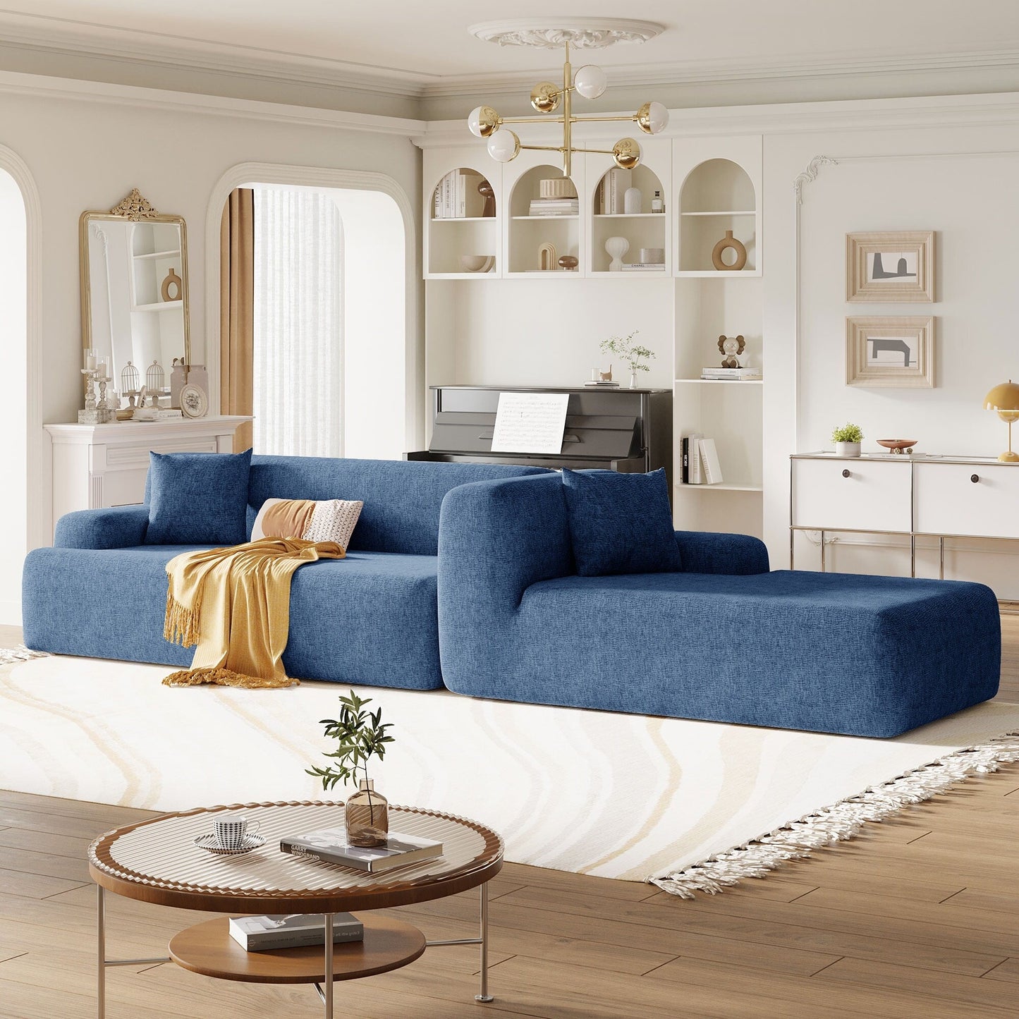 Modern Large L-Shaped Sectional Sofa 2 Piece Free Combination Sofa with Deep Seating for Living Room Salon