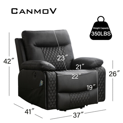 Modern Leather Power Reclining Heated Massage Chair for Elderly