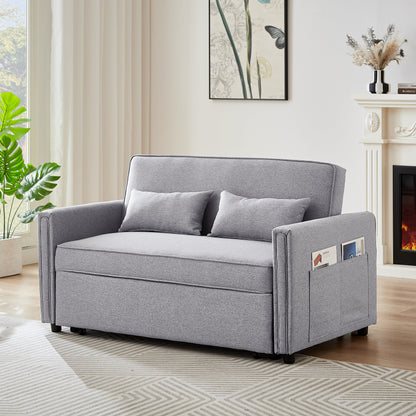 Linen Convertible Loveseat Sleeper Sofa with Adjustable Backrest - 38.60 x 54.00 x 31.90