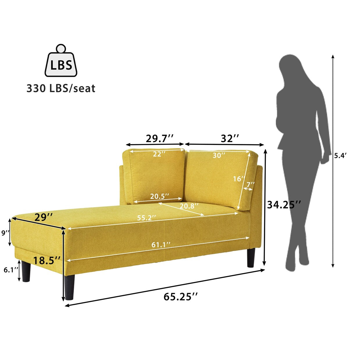 Modern Linen Fabric Corner Lounge Chair by Harper&Bright Designs