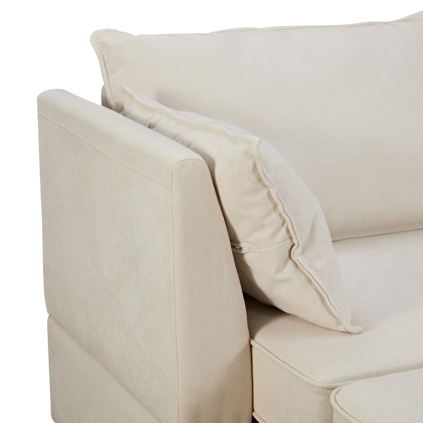 Modern Linen Upholstered Couch, Large U Shape Modular Sectional Sofa Bed with Reversible Chaise for Living Room and Apartment