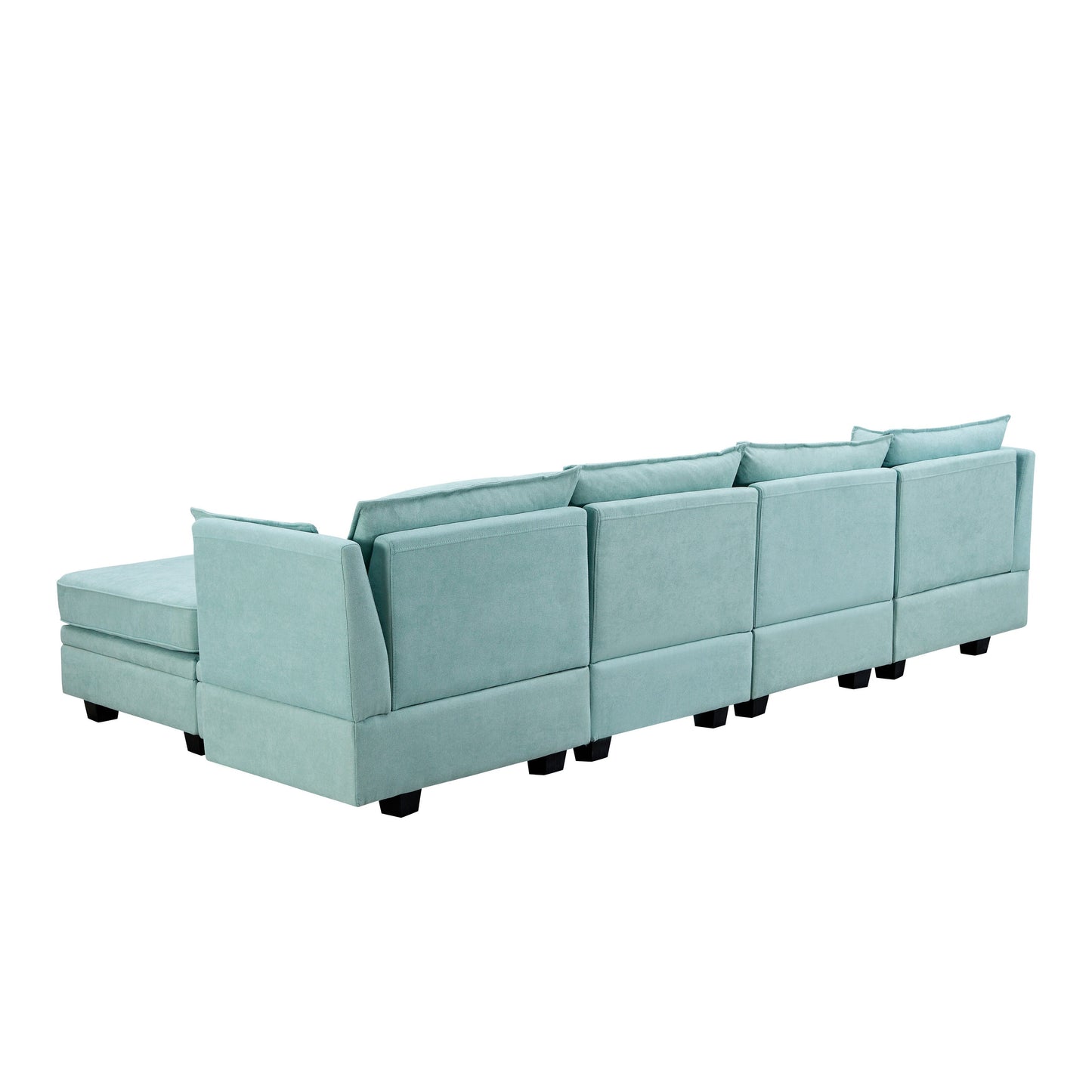 Modern Linen Upholstered Couch, Large U Shape Modular Sectional Sofa Bed with Reversible Chaise for Living Room and Apartment