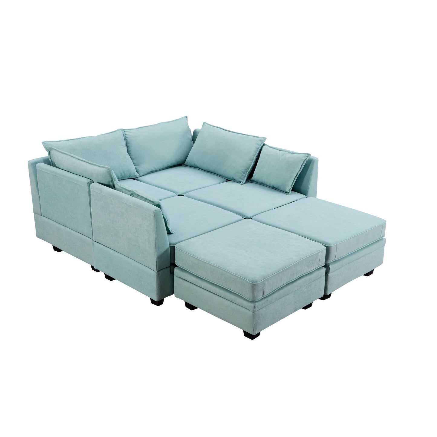 Modern Linen Upholstered Couch, Large U Shape Modular Sectional Sofa Bed with Reversible Chaise for Living Room and Apartment