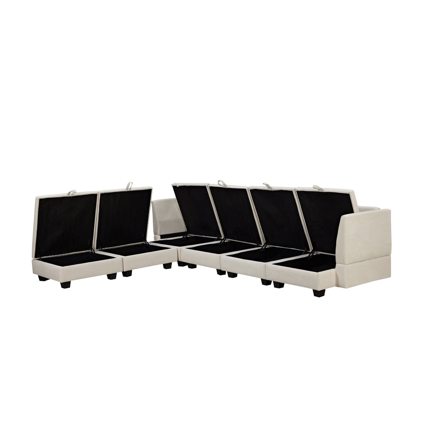 Modern Linen Upholstered Couch, Large U Shape Modular Sectional Sofa Bed with Reversible Chaise for Living Room and Apartment