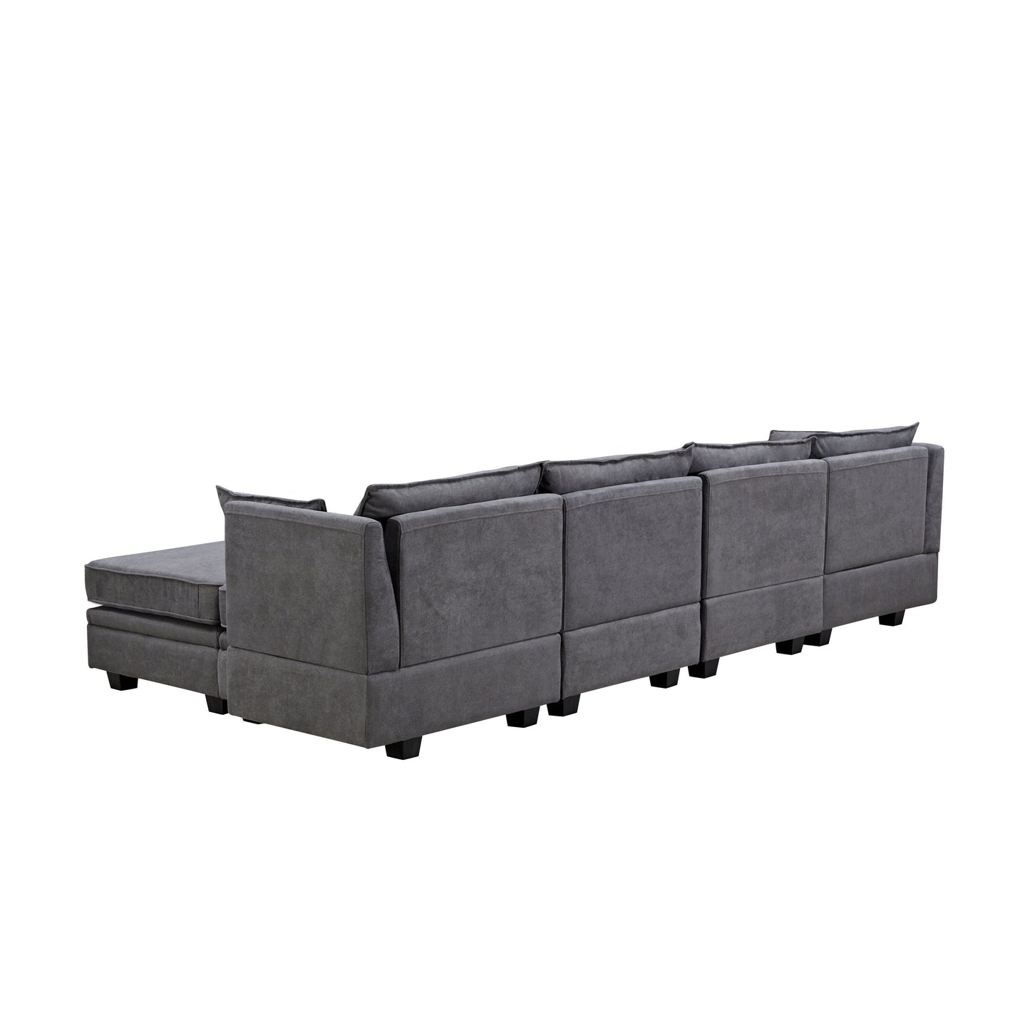 Modern Linen Upholstered Couch, Large U Shape Modular Sectional Sofa Bed with Reversible Chaise for Living Room and Apartment