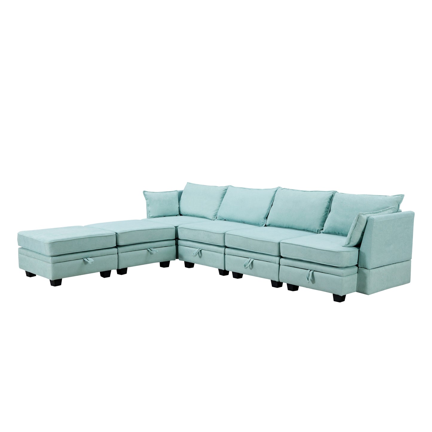 Modern Linen Upholstered Couch, Large U Shape Modular Sectional Sofa Bed with Reversible Chaise for Living Room and Apartment