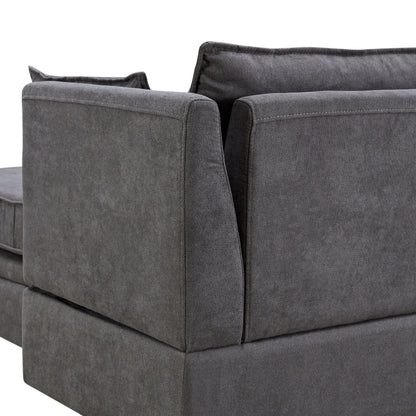Modern Linen Upholstered Couch, Large U Shape Modular Sectional Sofa Bed with Reversible Chaise for Living Room and Apartment