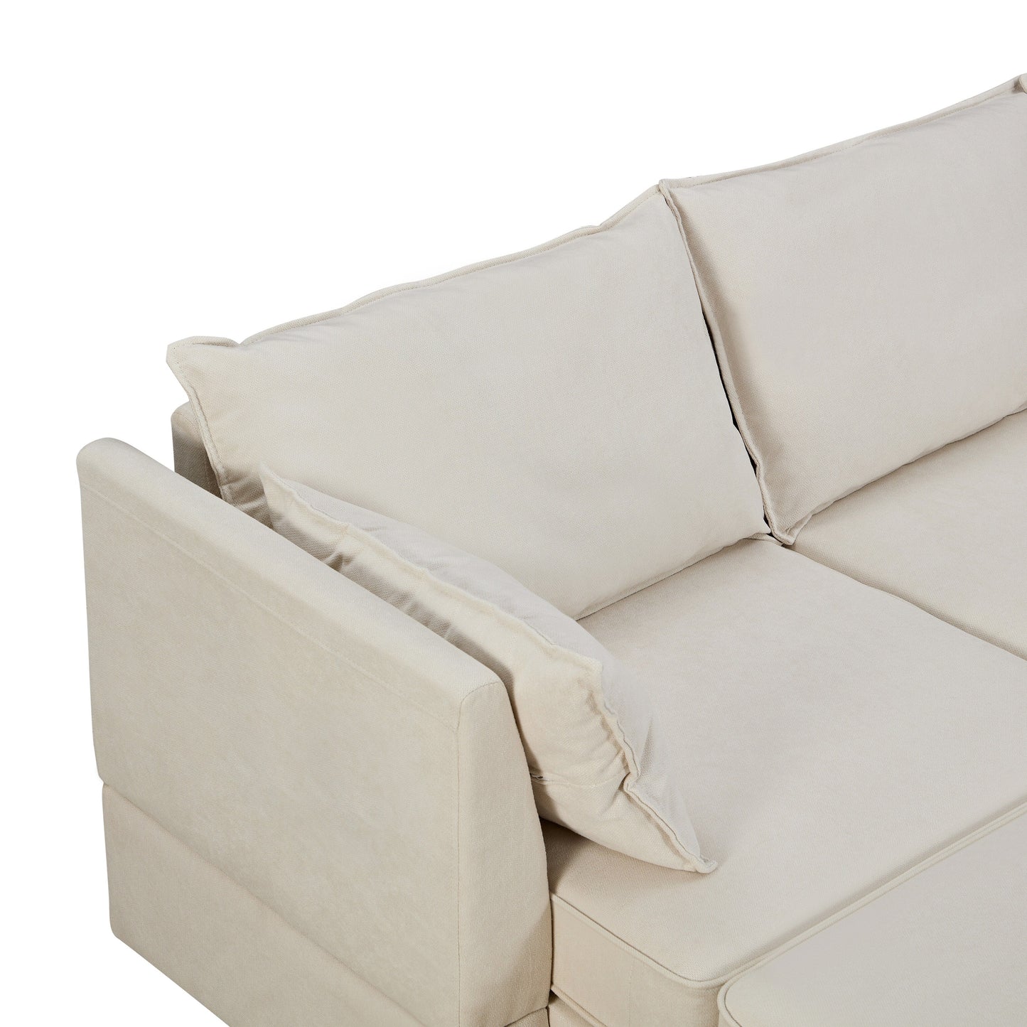Modern Linen Upholstered Couch, Large U Shape Modular Sectional Sofa Bed with Reversible Chaise for Living Room and Apartment