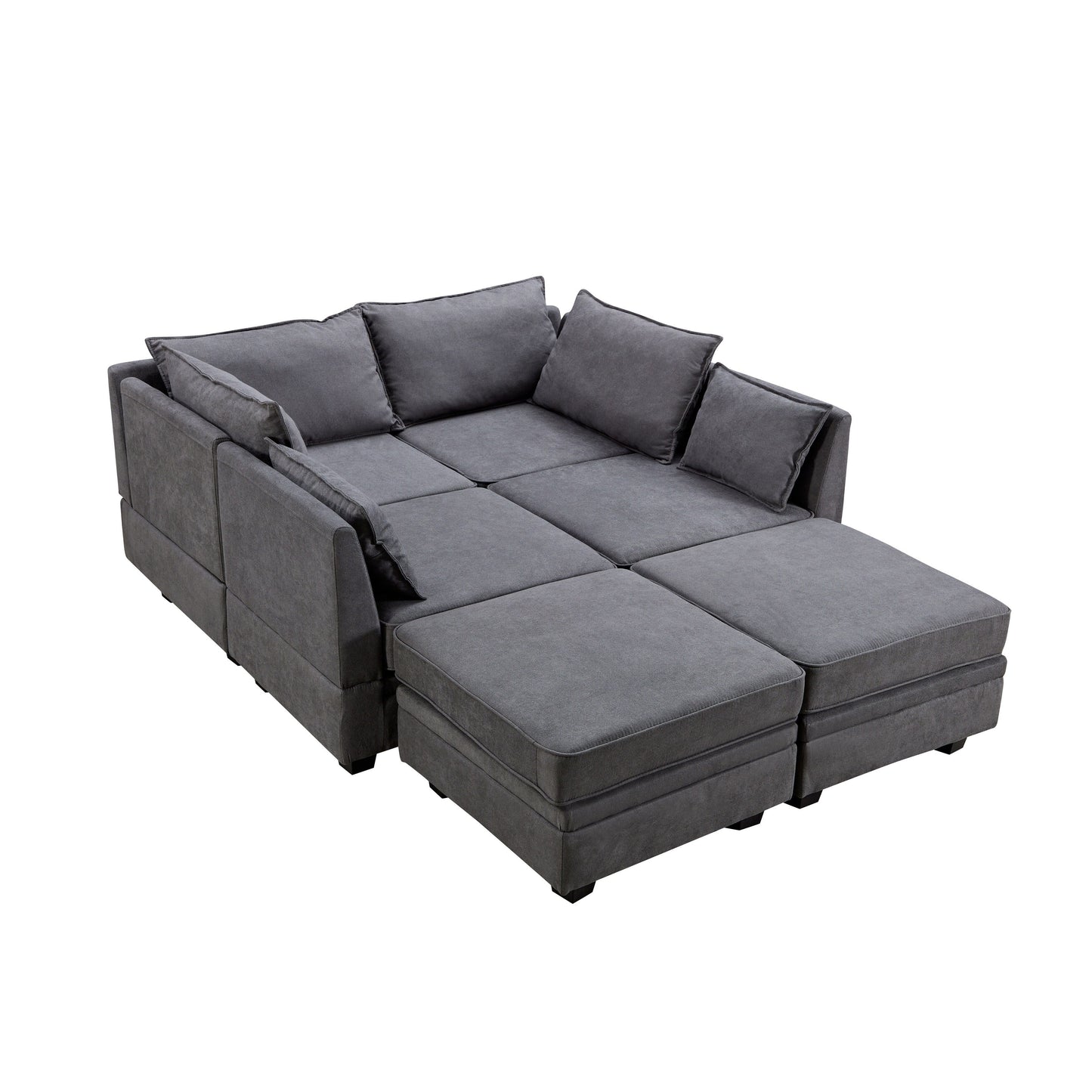 Modern Linen Upholstered Couch, Large U Shape Modular Sectional Sofa Bed with Reversible Chaise for Living Room and Apartment