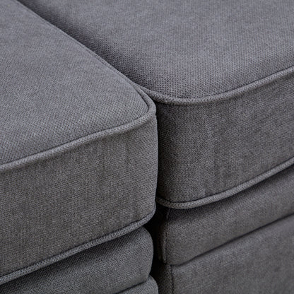 Modern Linen Upholstered Couch, Large U Shape Modular Sectional Sofa Bed with Reversible Chaise for Living Room and Apartment