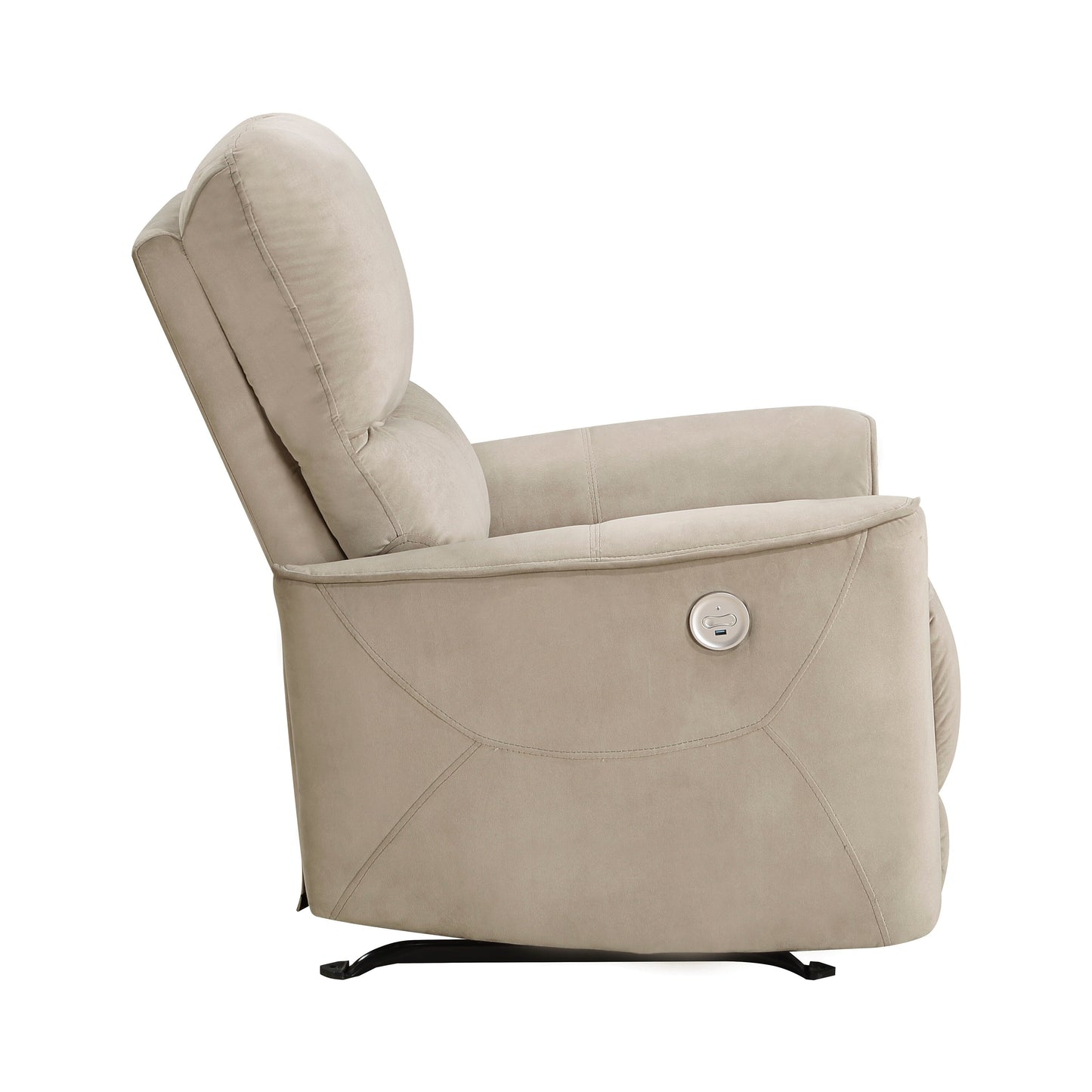 Modern Living Room 1pc Power Rocker Reclining Chair Light Brown Velvet Upholstery Solid Wood Frame Luxury Home Furniture