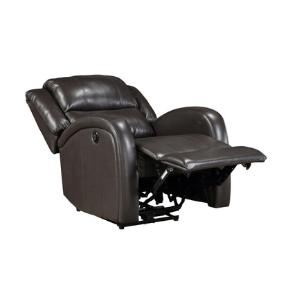 Modern Living Room Furniture 1pc Power Reclining Chair Brown Faux Leather Upholstery Plush Seating Solid Wood Frame