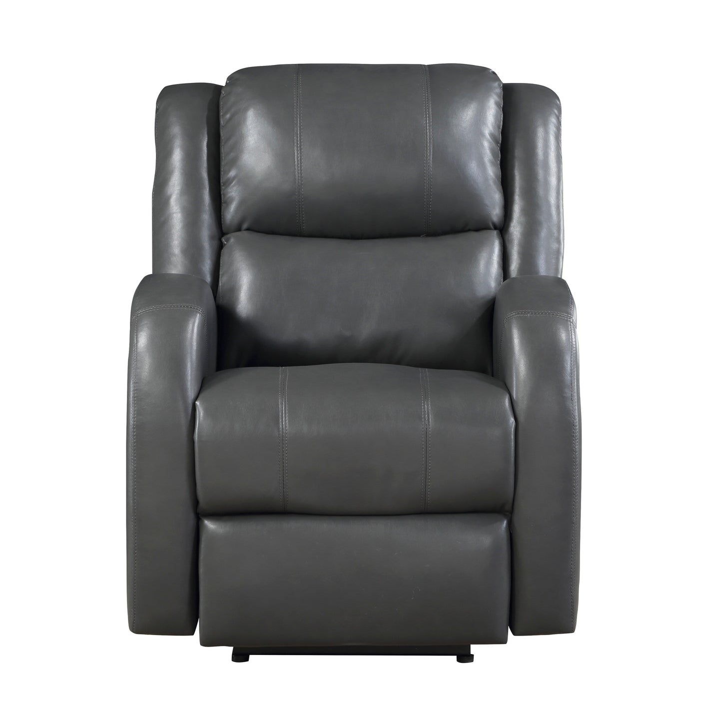 Modern Living Room Furniture 1pc Power Reclining Chair Gray Faux Leather Upholstery Plush Seating Solid Wood Frame