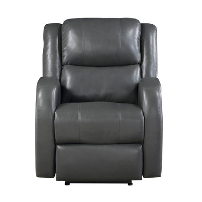 Modern Living Room Furniture 1pc Power Reclining Chair Gray Faux Leather Upholstery Plush Seating Solid Wood Frame