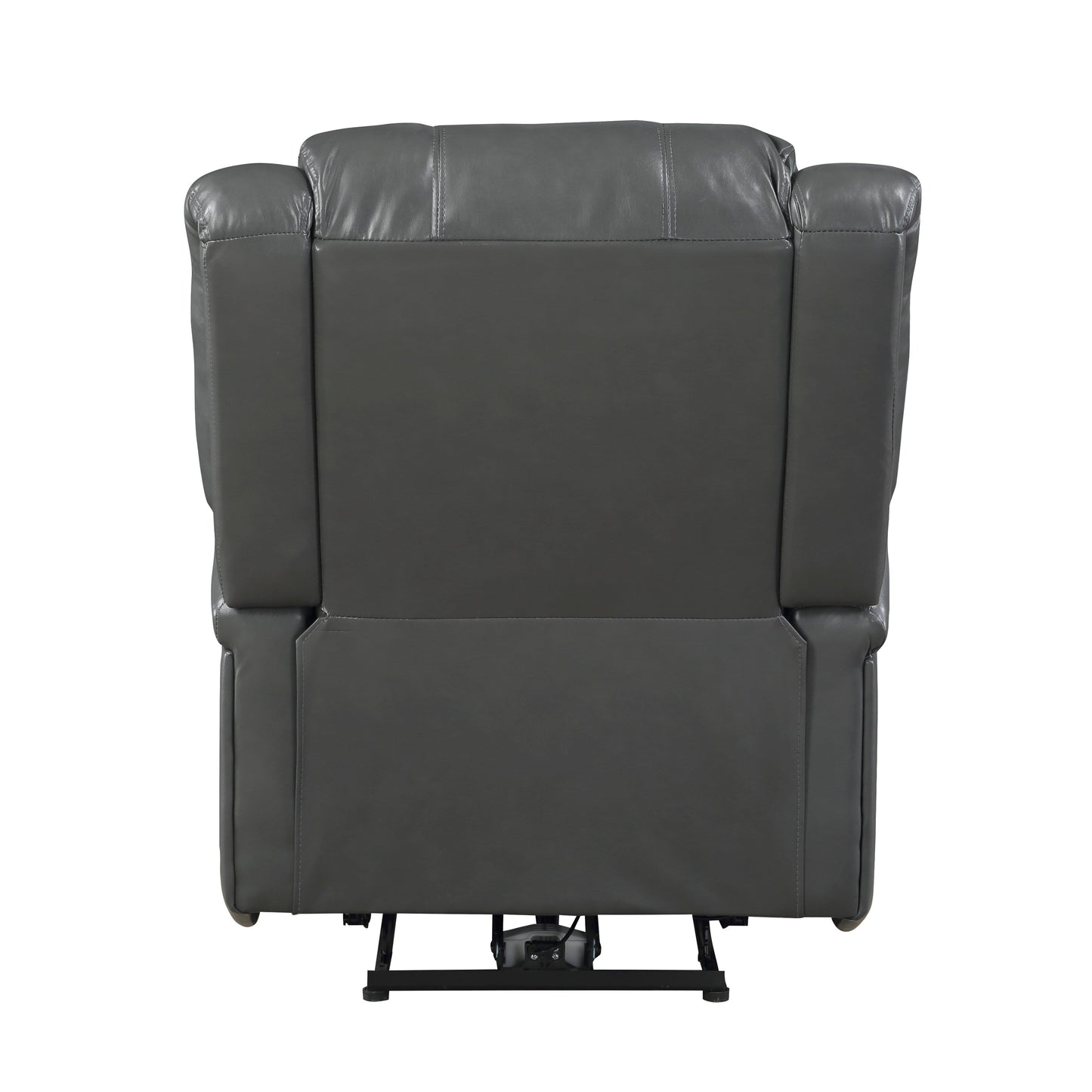 Modern Living Room Furniture 1pc Power Reclining Chair Gray Faux Leather Upholstery Plush Seating Solid Wood Frame