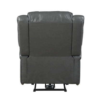 Modern Living Room Furniture 1pc Power Reclining Chair Gray Faux Leather Upholstery Plush Seating Solid Wood Frame