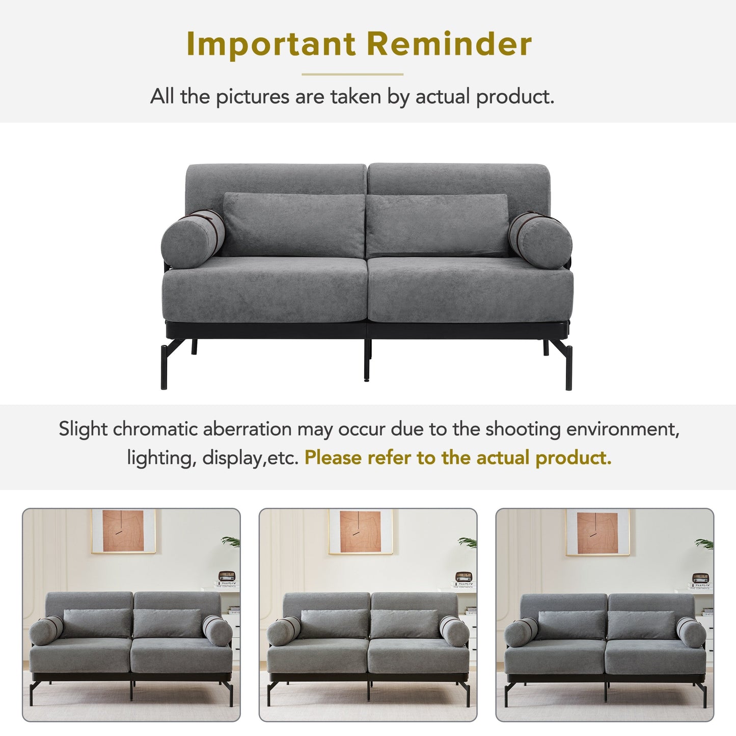 Modern Loveseat Sofa 59 Sofa Couch 2-Seater Sofa with Flexible USB Ports , Unique Cylindrical Armrests for Living Room, Grey