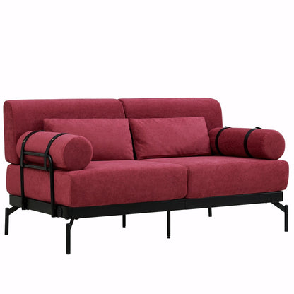 Modern Loveseat Sofa 59 Sofa Couch 2-Seater with Flexible USB Ports and Unique Cylindrical Armrests