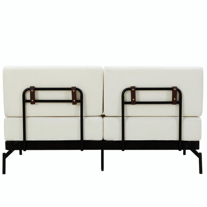 Modern Loveseat Sofa 59 Sofa Couch 2-Seater with Flexible USB Ports and Unique Cylindrical Armrests