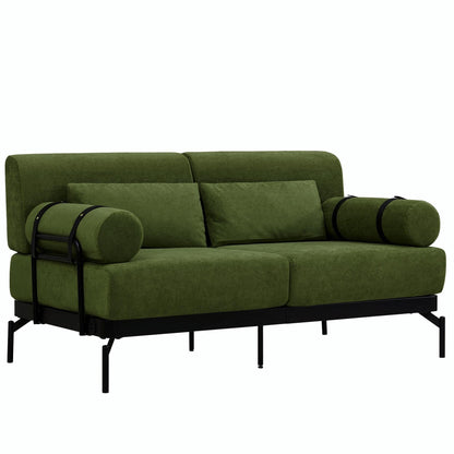 Modern Loveseat Sofa 59 Sofa Couch 2-Seater with Flexible USB Ports and Unique Cylindrical Armrests