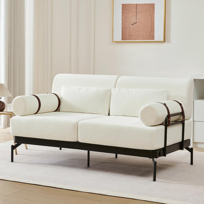Modern Loveseat Sofa 59 Sofa Couch 2-Seater with Flexible USB Ports and Unique Cylindrical Armrests