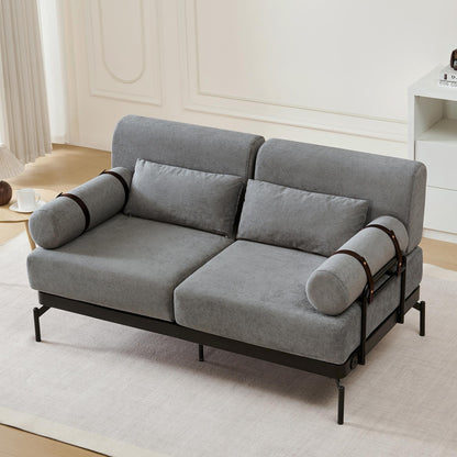 Modern Loveseat Sofa 59 Sofa Couch 2-Seater with Flexible USB Ports and Unique Cylindrical Armrests