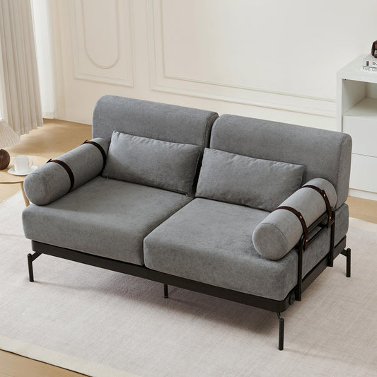 Modern Loveseat Sofa 59 Sofa Couch 2-Seater with Flexible USB Ports and Unique Cylindrical Armrests