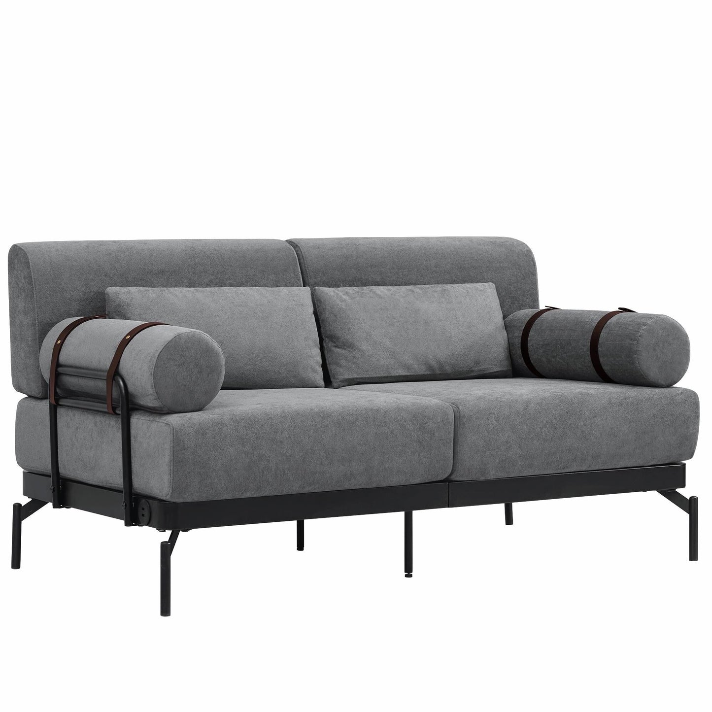 Modern Loveseat Sofa 59 Sofa Couch 2-Seater with Flexible USB Ports and Unique Cylindrical Armrests