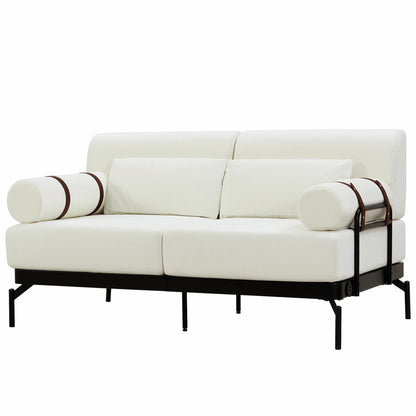 Modern Loveseat Sofa 59 Sofa Couch 2-Seater with Flexible USB Ports and Unique Cylindrical Armrests