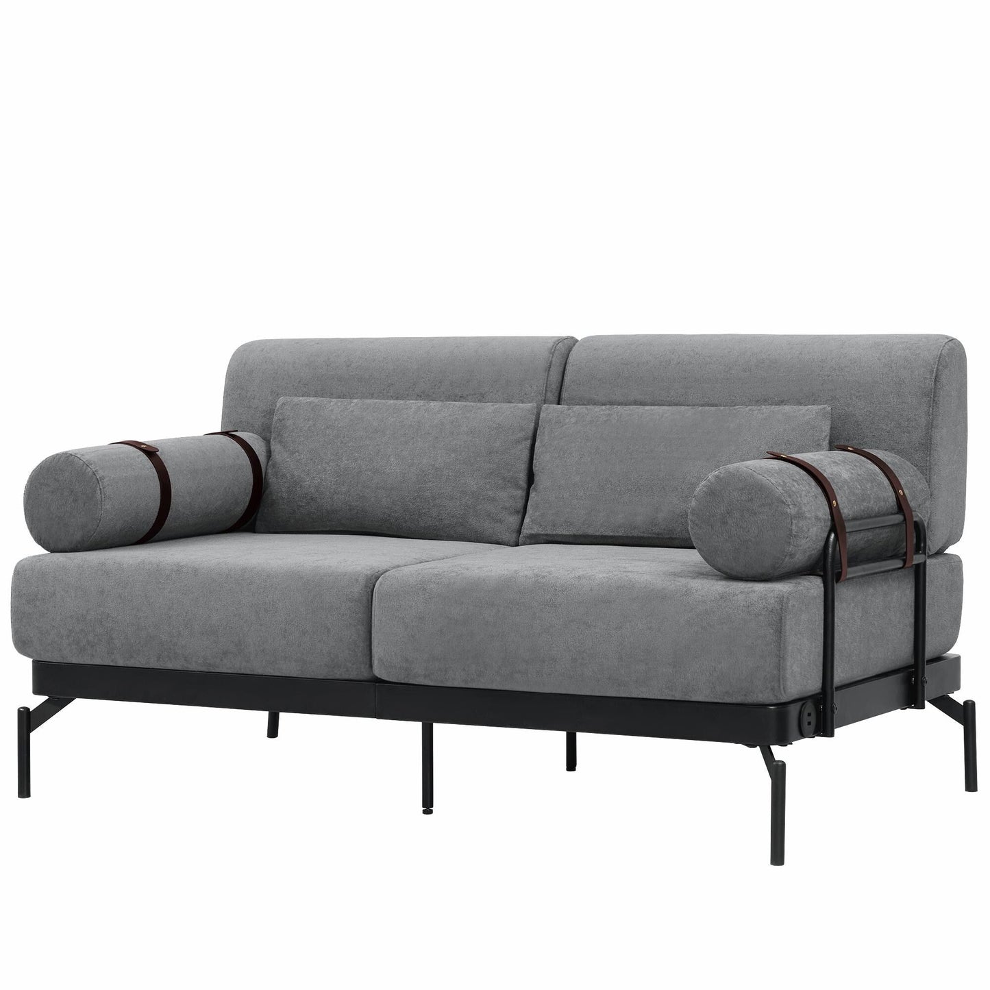Modern Loveseat Sofa 59 Sofa Couch 2-Seater with Flexible USB Ports and Unique Cylindrical Armrests
