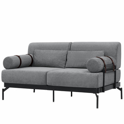 Modern Loveseat Sofa 59 Sofa Couch 2-Seater with Flexible USB Ports and Unique Cylindrical Armrests
