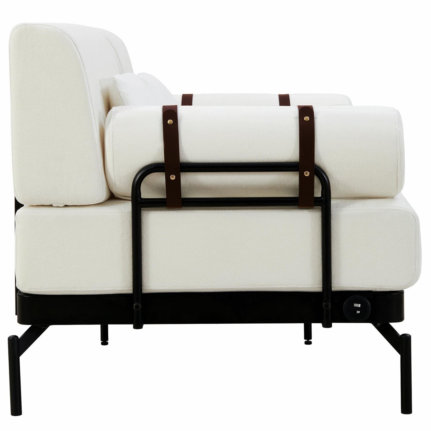 Modern Loveseat Sofa 59 Sofa Couch 2-Seater with Flexible USB Ports and Unique Cylindrical Armrests