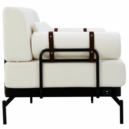 Modern Loveseat Sofa 59 Sofa Couch 2-Seater with Flexible USB Ports and Unique Cylindrical Armrests
