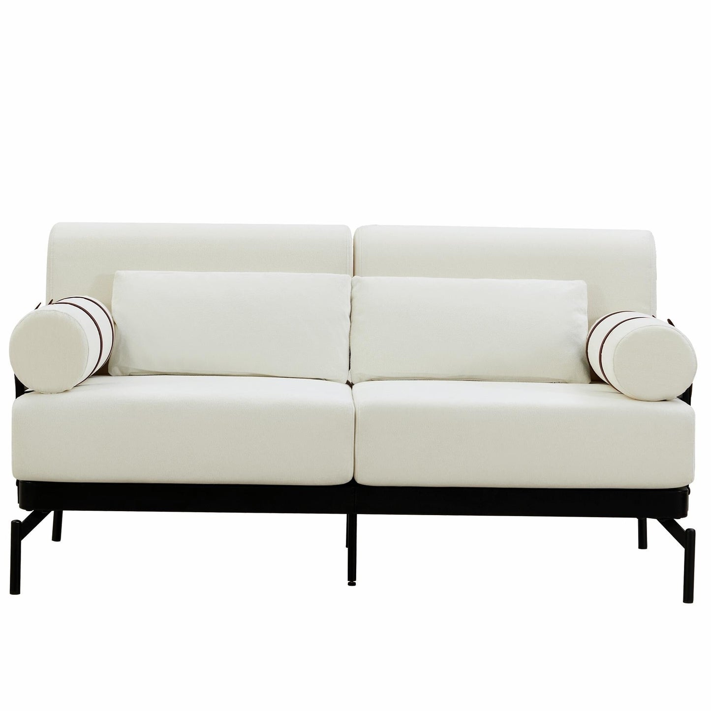 Modern Loveseat Sofa 59 Sofa Couch 2-Seater with Flexible USB Ports and Unique Cylindrical Armrests