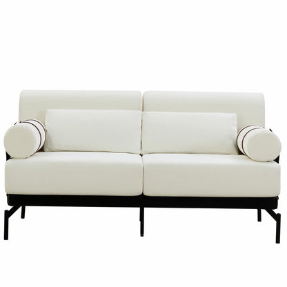 Modern Loveseat Sofa 59 Sofa Couch 2-Seater with Flexible USB Ports and Unique Cylindrical Armrests