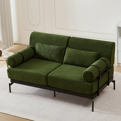 Modern Loveseat Sofa 59 Sofa Couch 2-Seater with Flexible USB Ports and Unique Cylindrical Armrests