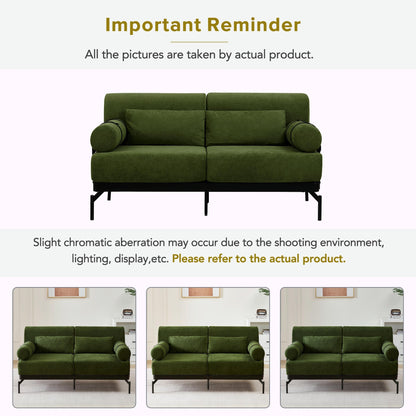 Modern Loveseat Sofa 59 Sofa Couch 2-Seater with Flexible USB Ports and Unique Cylindrical Armrests