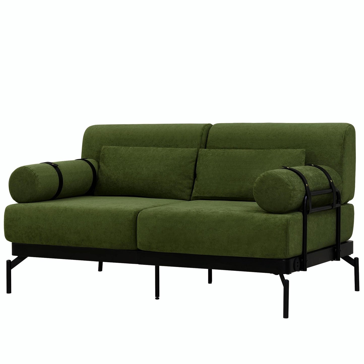 Modern Loveseat Sofa 59 Sofa Couch 2-Seater with Flexible USB Ports and Unique Cylindrical Armrests