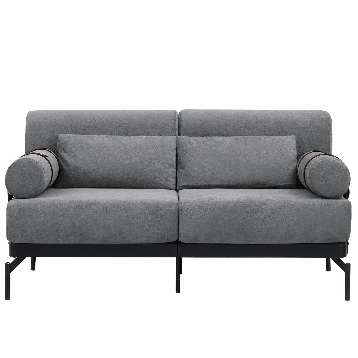 Modern Loveseat Sofa 59 Sofa Couch 2-Seater with Flexible USB Ports and Unique Cylindrical Armrests