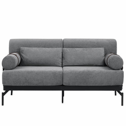 Modern Loveseat Sofa 59 Sofa Couch 2-Seater with Flexible USB Ports and Unique Cylindrical Armrests